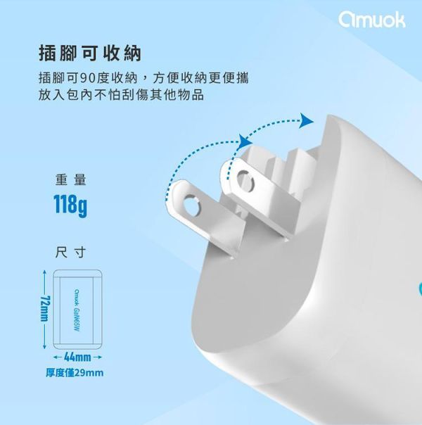 【amuok】65W GaN氮化鎵三孔快充充電器 amuok,充電器,充電頭,氮化鎵,TYPEC,快充頭,叫阿潮