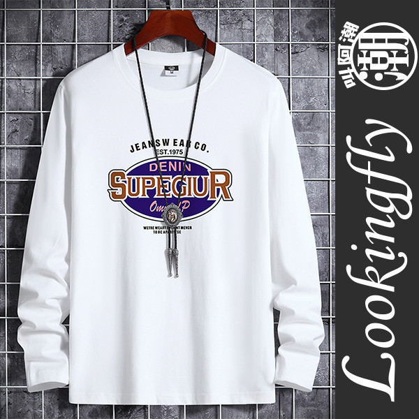 韓版修身 加大尺碼 個性印花 舒適透氣 棉質 長袖T恤 T恤,棉t,純棉,長袖t恤,男生t恤,叫阿潮