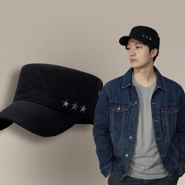 鉚釘星星徽章 平頂軍帽 帽子,軍帽,鉚釘帽,龐克帽,叫阿潮