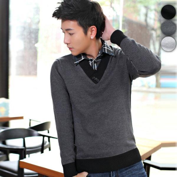 雙翻領造型 兩件式針織衫 長袖POLO衫 上衣,長袖,POLO衫,針織,毛衣