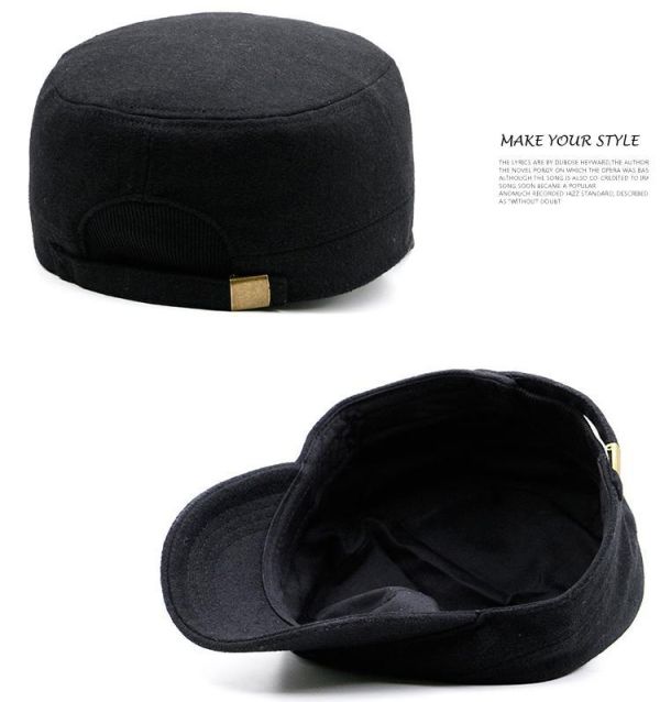 大尺碼帽子 素色毛呢料軍帽 帽子,軍帽,保暖帽,平頂帽,毛尼帽,叫阿潮