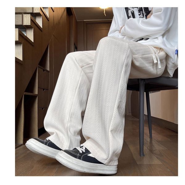 情侶褲 針織感 舒適寬鬆 直筒 寬褲 休閒長褲 情侶褲,寬褲,休閒褲,長褲,男生長褲,女生長褲,棉褲,叫阿潮