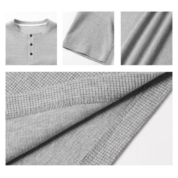 日系華夫格 寬鬆亨利領短袖T恤 華夫格,短袖T恤,亨利衫,亨利領,男生T恤,寬鬆T恤,叫阿潮