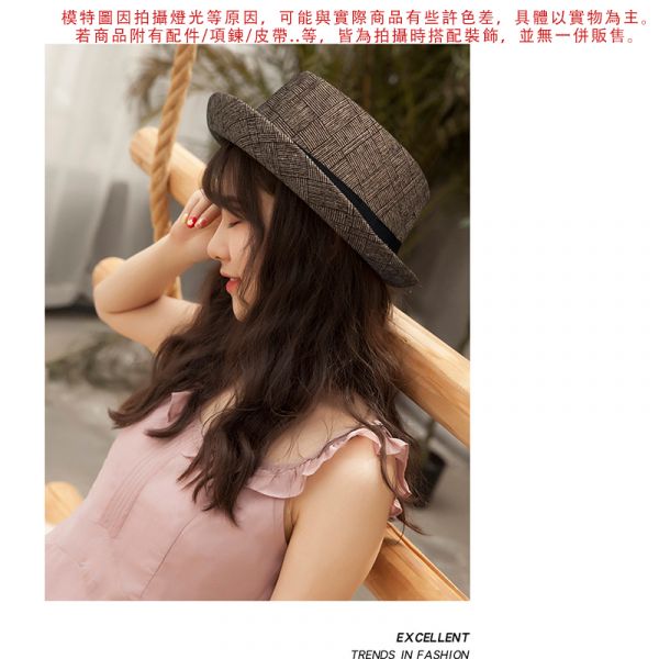棉麻格紋 歐美禮帽 簡約 防曬 休閒 紳士帽 帽子 帽子,草帽