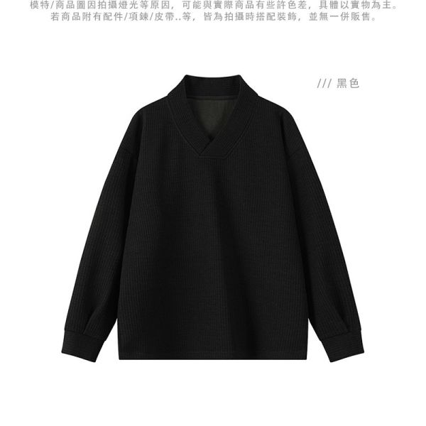 V領寬鬆 坑條上衣 長袖t恤 坑條上衣,針織,長袖t恤,v領,寬鬆上衣,叫阿潮