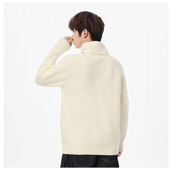 日韓風格 圍巾領可拆卸 保暖毛衣 針織長袖t恤 毛衣,針織,男生毛衣,圍巾,t恤,叫阿潮