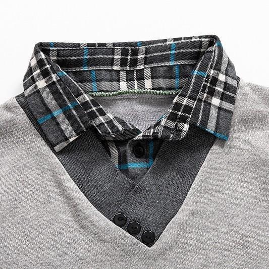 雙翻領造型 兩件式針織衫 長袖POLO衫 上衣,長袖,POLO衫,針織,毛衣