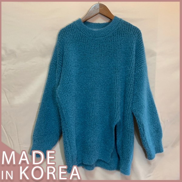 (正韓貨.現貨) KOREA 開岔修飾 慵懶感 材質柔軟 毛衣 韓國,女裝,衣服,外套,褲子,大衣,針織毛衣