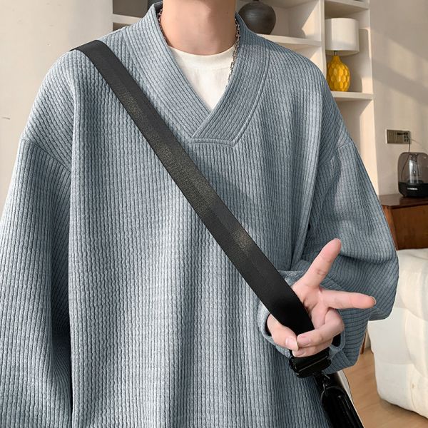 V領寬鬆 坑條上衣 長袖t恤 坑條上衣,針織,長袖t恤,v領,寬鬆上衣,叫阿潮