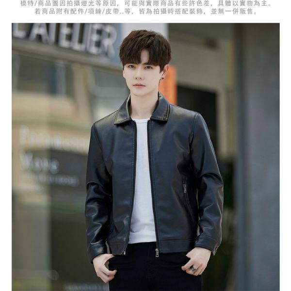 個性翻領 修身款 型男皮衣外套 皮衣,外套,夾克,修身,男生外套,叫阿潮