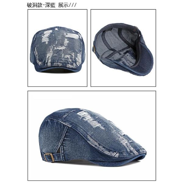 丹寧牛仔 刷舊破洞小偷帽 帽子,鴨舌帽,小偷帽,前進帽,狩獵帽,牛仔帽,叫阿潮