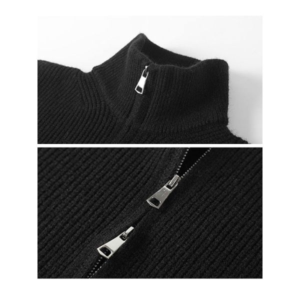 立領 針織衫 雙拉鍊設計 針織外套 針織衫,毛衣,針織外套,外套,男生外套,保暖,叫阿潮
