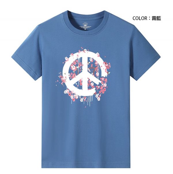 現貨【豆綠L；黑色2XL】日風花卉 舒適透氣 短袖T恤 上衣,T恤,短袖,情侶