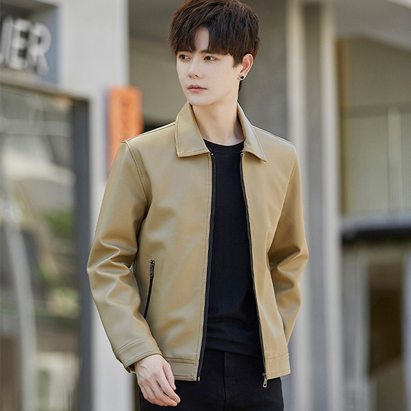 個性翻領 修身款 型男皮衣外套 皮衣,外套,夾克,修身,男生外套,叫阿潮