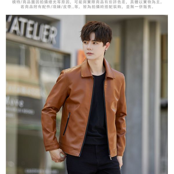 個性翻領 修身款 型男皮衣外套 皮衣,外套,夾克,修身,男生外套,叫阿潮