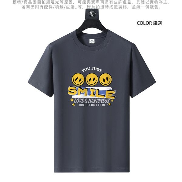 圓領 加大尺碼(S~6XL) 情侶t恤 純棉 微笑SMILE 短袖t恤 T恤,短袖T恤,情侶T恤,純棉T恤,棉T,男生短袖,短T,叫阿潮