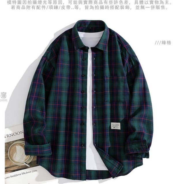 經典格紋 男生休閒長袖襯衫 長袖襯衫,格紋襯衫,男生襯衫,休閒襯衫,復古格紋襯衫,叫阿潮