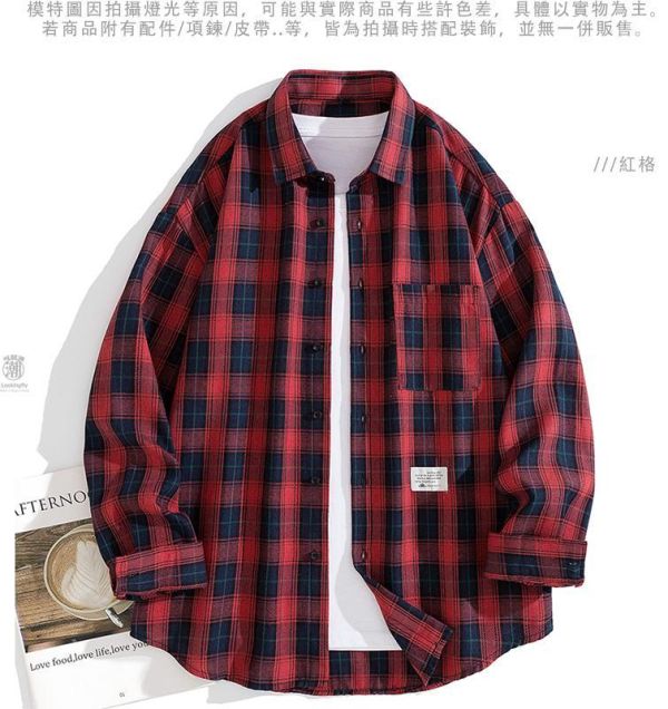 經典格紋 男生休閒長袖襯衫 長袖襯衫,格紋襯衫,男生襯衫,休閒襯衫,復古格紋襯衫,叫阿潮