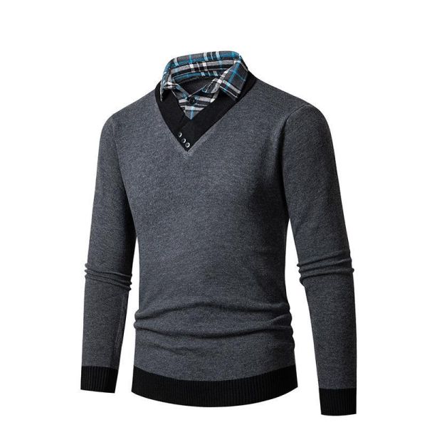 雙翻領造型 兩件式針織衫 長袖POLO衫 上衣,長袖,POLO衫,針織,毛衣