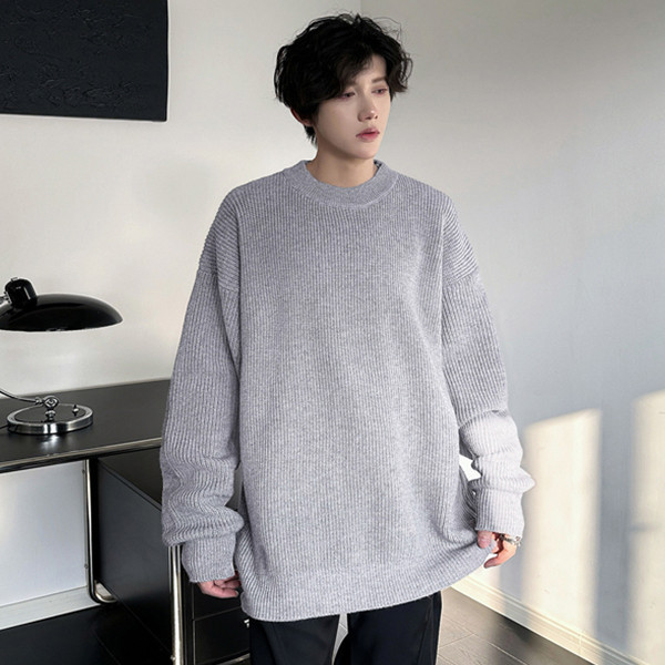 圓領毛衣 寬鬆感 舒適保暖 針織長袖 毛衣,針織,男生毛衣,t恤,叫阿潮