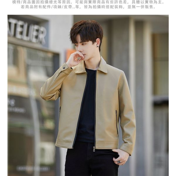 個性翻領 修身款 型男皮衣外套 皮衣,外套,夾克,修身,男生外套,叫阿潮