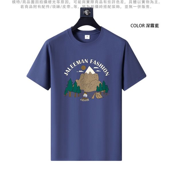 圓領 加大尺碼(S~6XL) 情侶t恤 純棉 山系圖案 短袖t恤 T恤,短袖T恤,情侶T恤,純棉T恤,棉T,男生短袖,短T,叫阿潮