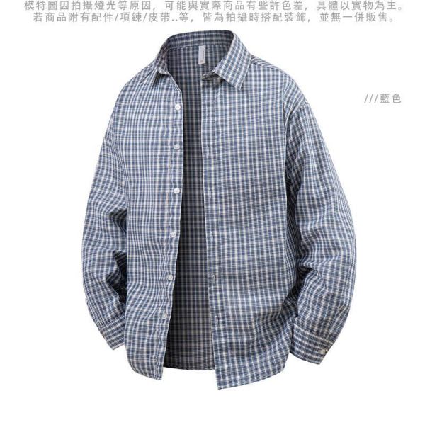 復古細格紋 男生休閒長袖襯衫 細格紋襯衫,日系襯衫,長袖襯衫,格紋襯衫,男生襯衫,休閒襯衫,復古格紋襯衫,叫阿潮