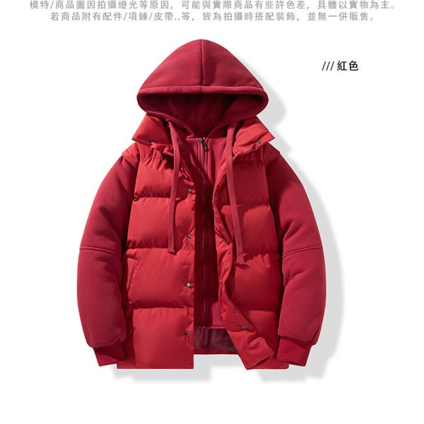 情侶外套 鋪棉保暖 背心假兩件造型 連帽外套 情侶外套,鋪棉外套,保暖,防風,外套,男生外套,女生外套,羽絨外套,叫阿潮