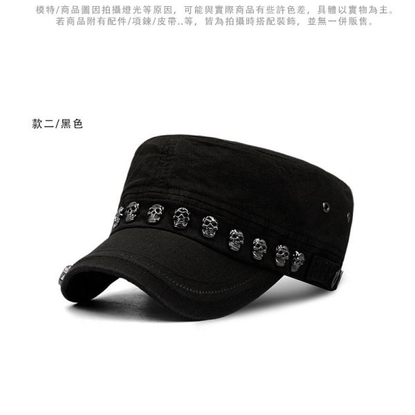 大頭圍 鉚釘帽 骷髏鉚釘 平頂帽 男帽 女帽 軍帽 帽子 軍帽,平頂帽,帽子,鉚釘帽,骷髏鉚釘,龐克,防曬帽
