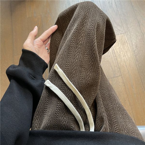 情侶褲 針織感 舒適寬鬆 直筒 寬褲 休閒長褲 情侶褲,寬褲,休閒褲,長褲,男生長褲,女生長褲,棉褲,叫阿潮