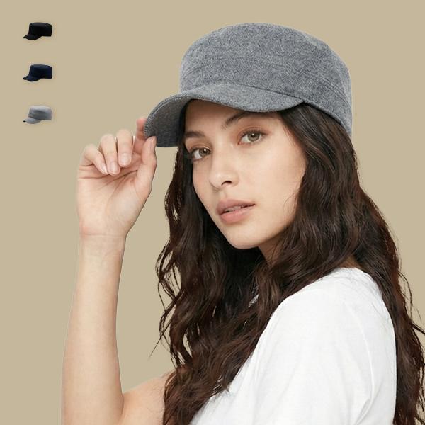 大尺碼帽子 素色毛呢料軍帽 帽子,軍帽,保暖帽,平頂帽,毛尼帽,叫阿潮