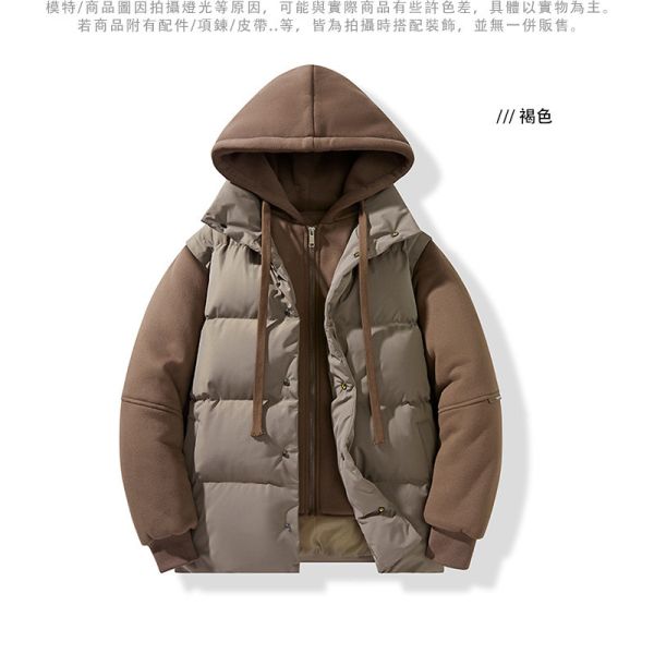 情侶外套 鋪棉保暖 背心假兩件造型 連帽外套 情侶外套,鋪棉外套,保暖,防風,外套,男生外套,女生外套,羽絨外套,叫阿潮