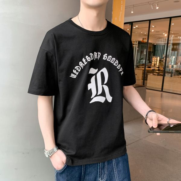 現貨【白色2XL】圓領 落肩設計 個性字母 短袖T恤 短袖,t恤,短袖t恤,涼感,透氣,男生t恤,男裝