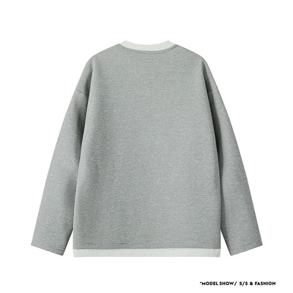 華夫格長袖 V領 寬鬆剪裁 假兩件 長袖t恤 長袖t恤,v領t恤,華夫格,男生上衣,寬鬆t恤,叫阿潮