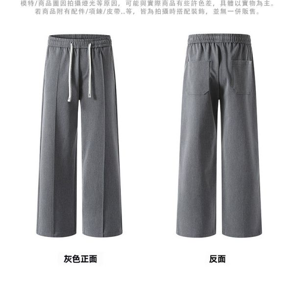仿西裝感 壓線設計 腰圍鬆緊 休閒長褲 休閒長褲,長褲,寬褲,男生長褲,叫阿潮