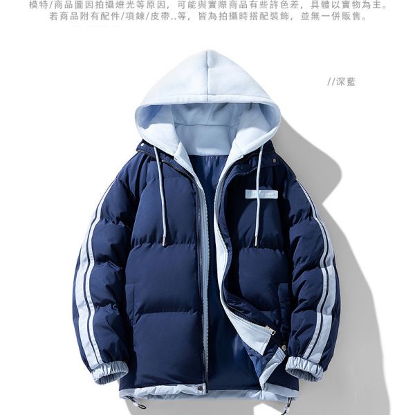 情侶外套 鋪棉保暖 防風 假兩件 連帽外套 情侶外套,鋪棉外套,保暖,防風,外套,男生外套,女生外套,叫阿潮