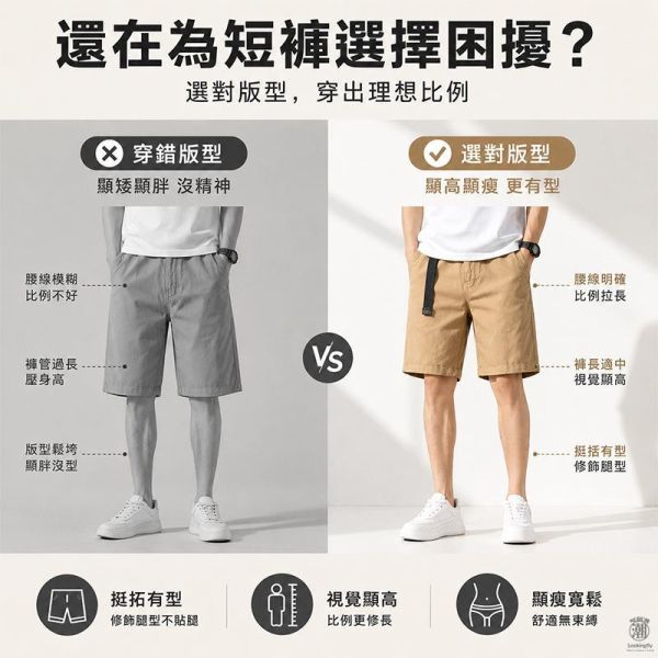 附腰帶修身卡其短褲 男生日常百搭五分褲 休閒短褲,男生褲子,工裝短褲,五分褲,叫阿潮