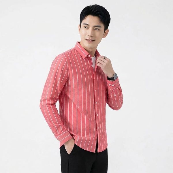 韓版修身 直條紋長袖襯衫 質感百搭商務男襯衫 襯衫,長袖襯衫,男生襯衫,條紋襯衫,商務襯衫,叫阿潮