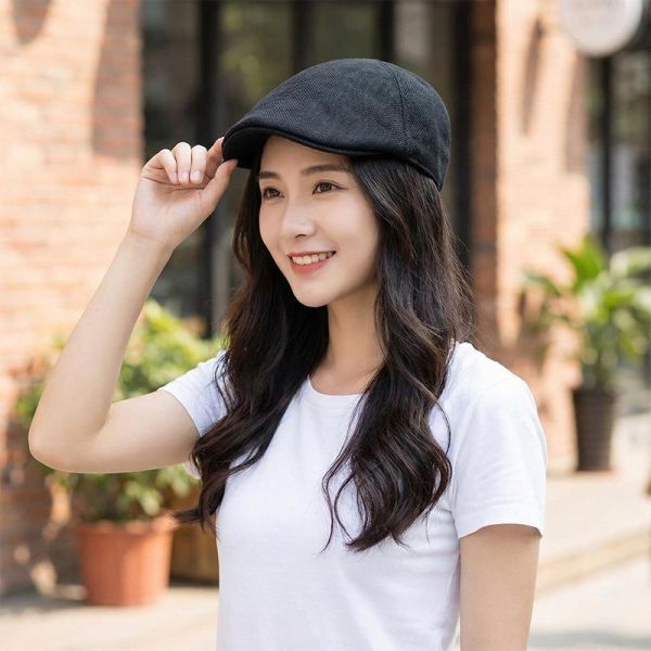 日系仿亞麻鴨舌帽 透氣扁帽 帽子,鴨舌帽,扁帽,男生帽子,女生帽子,小偷帽,透氣帽,叫阿潮
