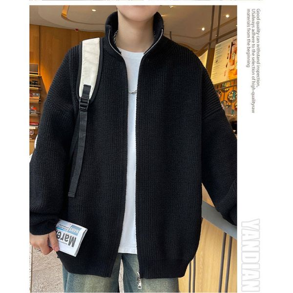 立領 針織衫 雙拉鍊設計 針織外套 針織衫,毛衣,針織外套,外套,男生外套,保暖,叫阿潮