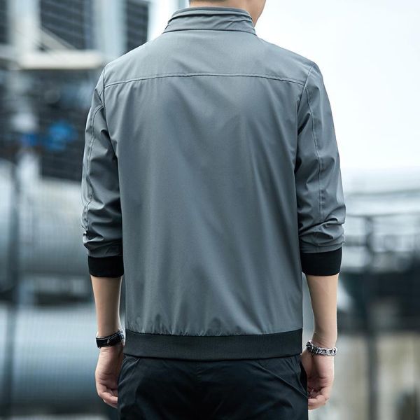 現貨【灰L】修身素色 立領夾克外套 外套,夾克,風衣,立領外套,男生外套,叫阿潮