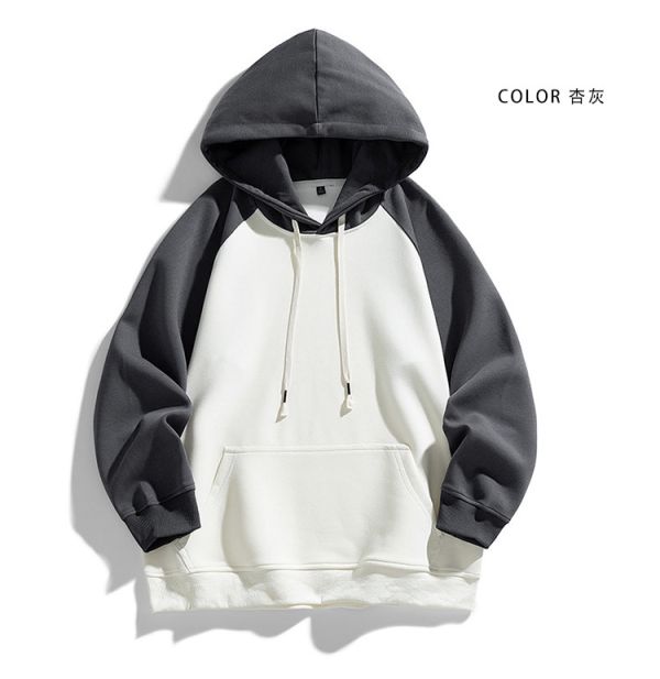 現貨【黑灰3XL】連帽 舒適 個性 插肩拚色 長袖T恤 T恤,長袖,男生t恤,帽t,連帽t,素色t恤,韓版,叫阿潮