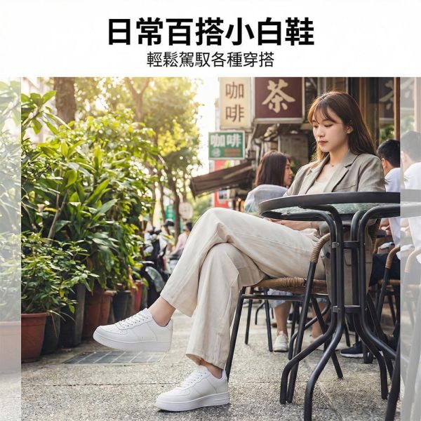 百搭厚底小白鞋 日常百搭休閒鞋 厚底鞋,平底鞋,休閒鞋,增高鞋,小白鞋,防潑水鞋,叫阿潮