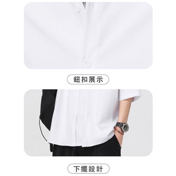 涼感 日系寬鬆襯衫 落肩 素面 短袖襯衫 襯衫,短袖襯衫,寬鬆,涼感,冰絲,男生襯衫,叫阿潮