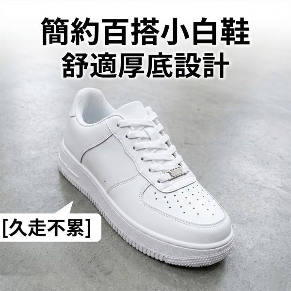 百搭厚底小白鞋 日常百搭休閒鞋 厚底鞋,平底鞋,休閒鞋,增高鞋,小白鞋,防潑水鞋,叫阿潮