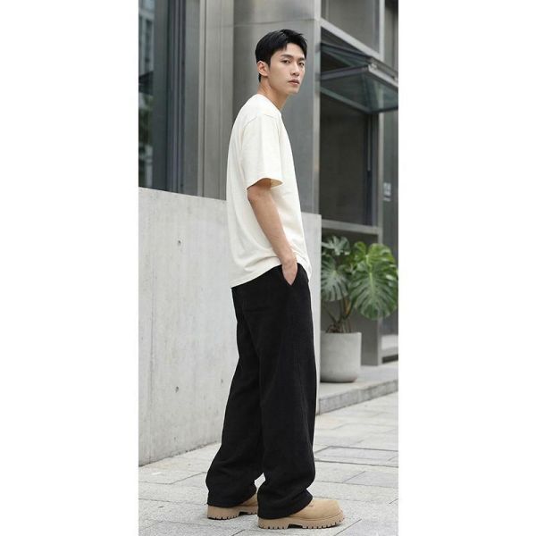 寬鬆百搭彎刀褲 直筒休閒長褲 彎刀褲,闊腿褲,直筒長褲,棉褲,運動褲,寬鬆長褲,男生長褲,叫阿潮