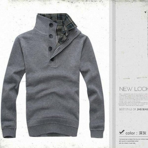 修身顯瘦 格紋翻領 假兩件 針織衫 長袖POLO衫 上衣,長袖,POLO衫,針織,毛衣,叫阿潮