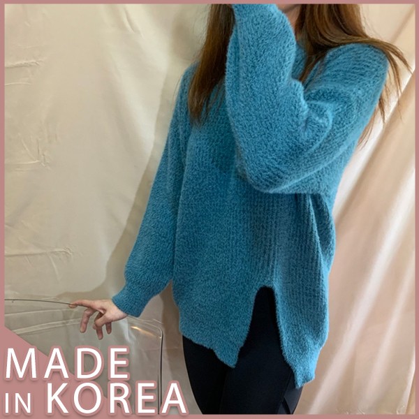 (正韓貨.現貨) KOREA 開岔修飾 慵懶感 材質柔軟 毛衣 韓國,女裝,衣服,外套,褲子,大衣,針織毛衣