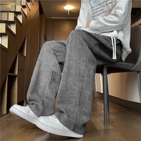 情侶褲 針織感 舒適寬鬆 直筒 寬褲 休閒長褲 情侶褲,寬褲,休閒褲,長褲,男生長褲,女生長褲,棉褲,叫阿潮