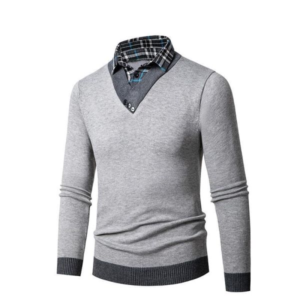 雙翻領造型 兩件式針織衫 長袖POLO衫 上衣,長袖,POLO衫,針織,毛衣